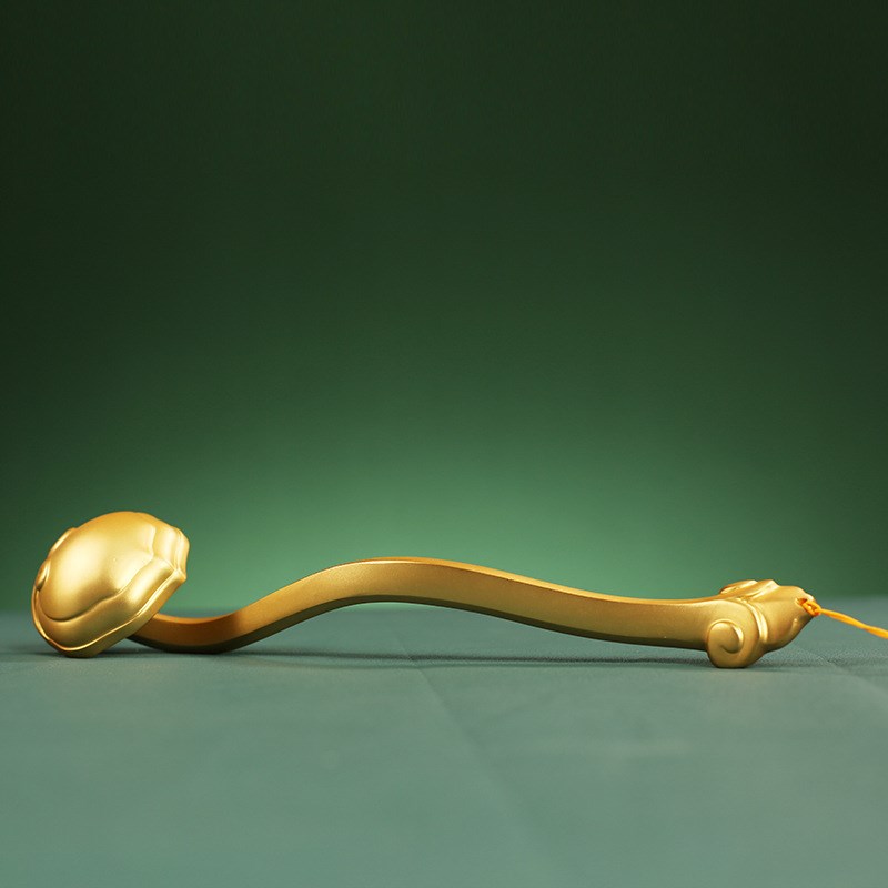 中式铜鎏金如意摆件挂件紫铜如意手把件家居装饰酒柜工艺礼品摆设