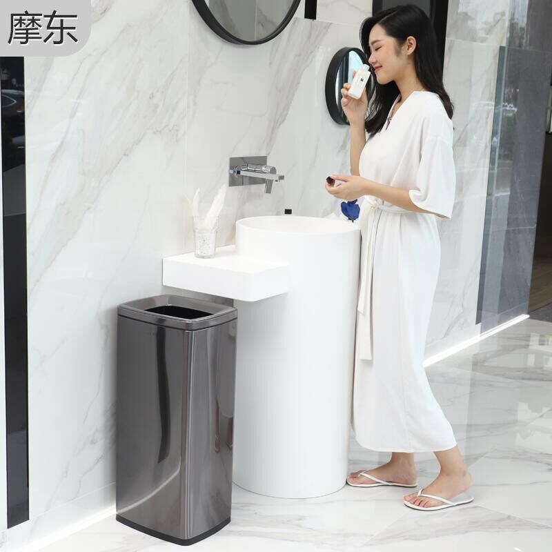 商场擦手纸垃圾桶大号创意无盖方形不锈钢酒店商用公共卫生间厕所