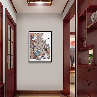 澳大利亚布里斯班抽象落地画餐厅装饰画客厅墙饰彩色艺Z术地图挂