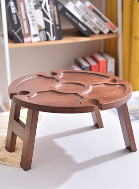 木质折叠桌户外迷你露营野餐桌便携G式实木酒架桌子沙滩红酒桌