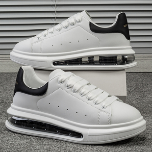 男2021夏季 韩版 新款 增高气垫运动鞋 百搭透气板 休闲鞋 麦坤小白a鞋