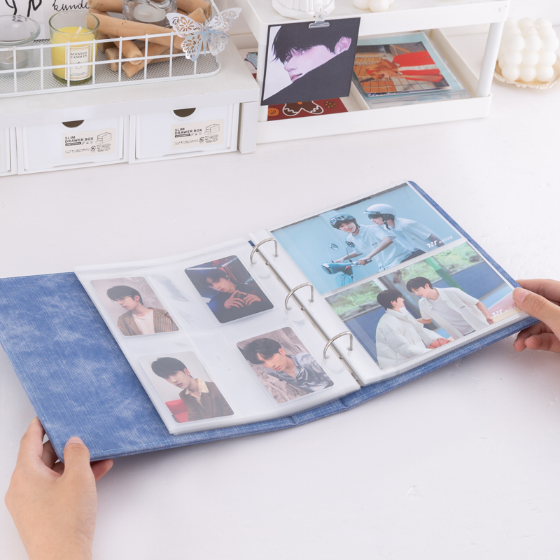 追星家A5牛仔卡册爱豆专辑小卡明信片生写收纳册活页三孔卡册内页