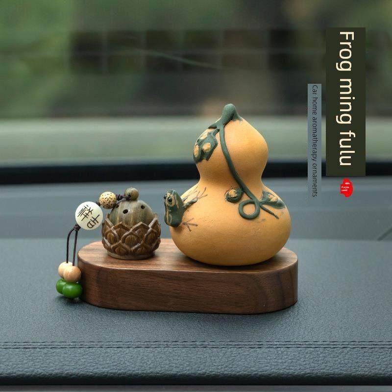 富禄葫芦汽车中心控制台汽车装饰品实木基础芳香疗法办公室桌面装