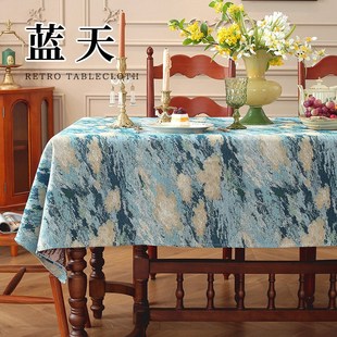 新款仿棉麻餐桌台布六人桌用家用桌垫加厚防烫美式风跨境桌布