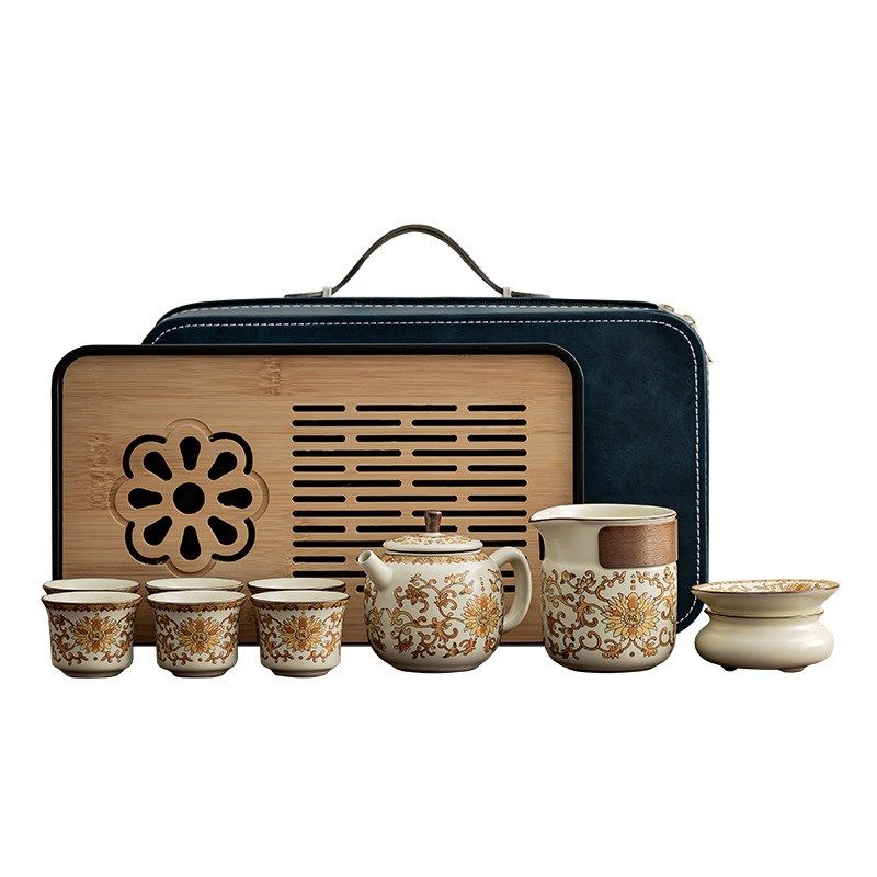 金花汝窑陶瓷茶具盖碗套装带茶盘家用户外旅行泡茶套组商务礼品,餐饮具,旅行茶具,淘宝优惠券,粉丝福利购,淘宝优惠卷
