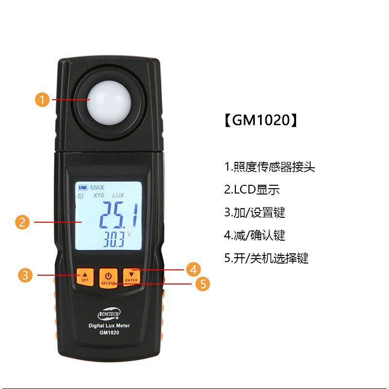 标智GM1010流明度数字光照度计光照强度LUX测试仪高精度照度仪