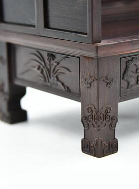 中式仿古明清雕花床微缩迷你小家具模型实木工艺品微型摆件