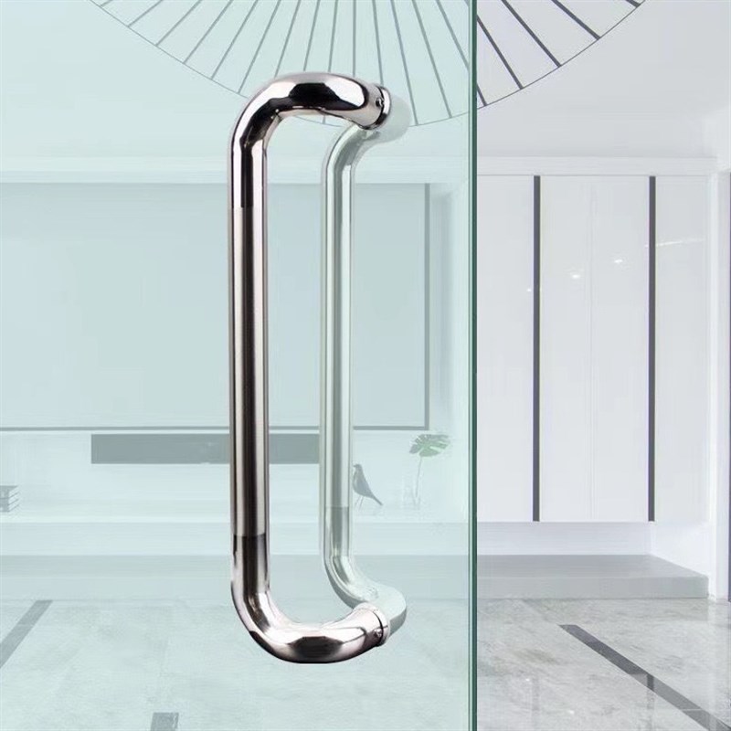 加厚304不锈钢拉手玻璃门四弯对装扶手酒店卫生间沐浴房移门把手