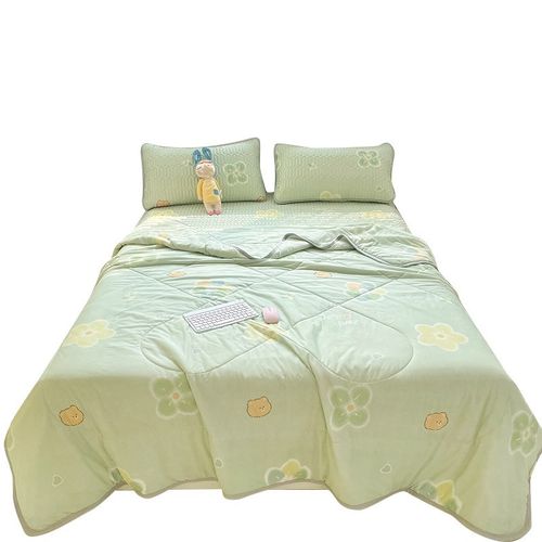 小清新乳胶凉席夏被四件套加厚凉感冰丝席三件套可水洗学生空调席