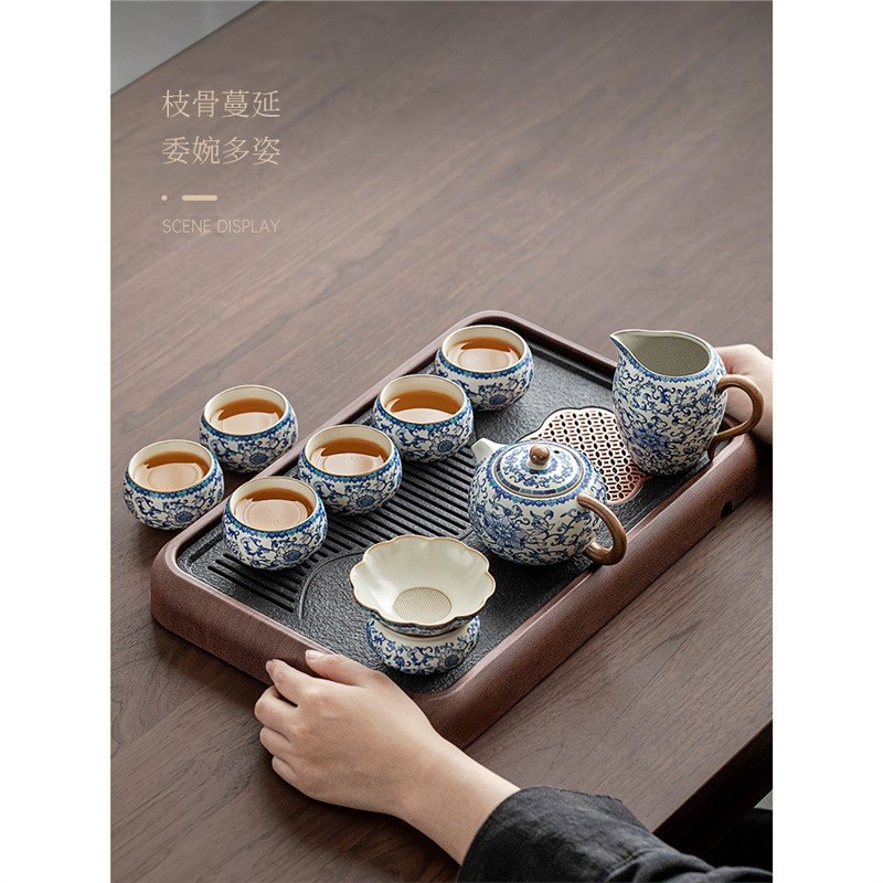 青花瓷汝窑茶具套装2025新款泡茶专用家用小型茶台一整套轻奢高档