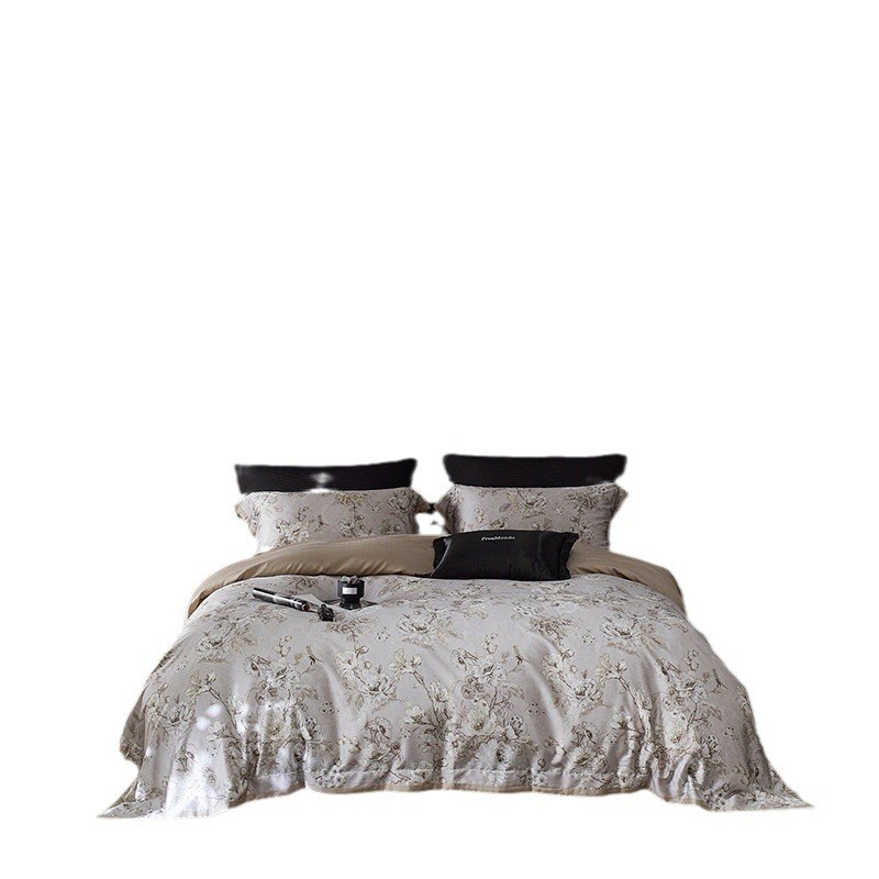 1轻奢高级感100S天丝棉四件套数码印花被套床单欧式样板间床上用