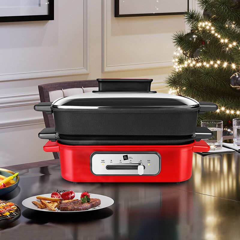 德国Miji米技多功能料理锅家用分体电火锅涮煮烤EC5002不粘电烤锅