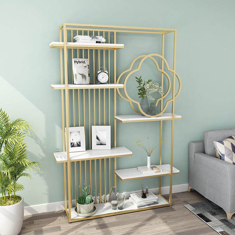 新款铁艺置物架书架现代简约客厅创意展示架落地办公室隔断装饰架