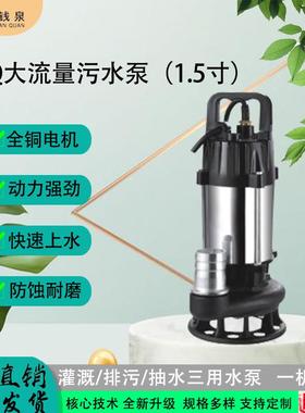WQ不锈钢24v潜水泵农用排灌48/60v抽水泵废水粪池养殖鱼塘污水泵