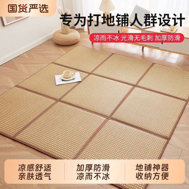 2025新款凉席地垫睡觉打地舖神器榻榻I米床垫爬爬垫家用席子藤席