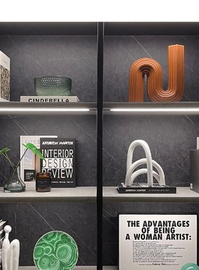 家居书柜创意摆件蜡烛软装饰y品店铺陶瓷样板房间玻璃柜子摆设