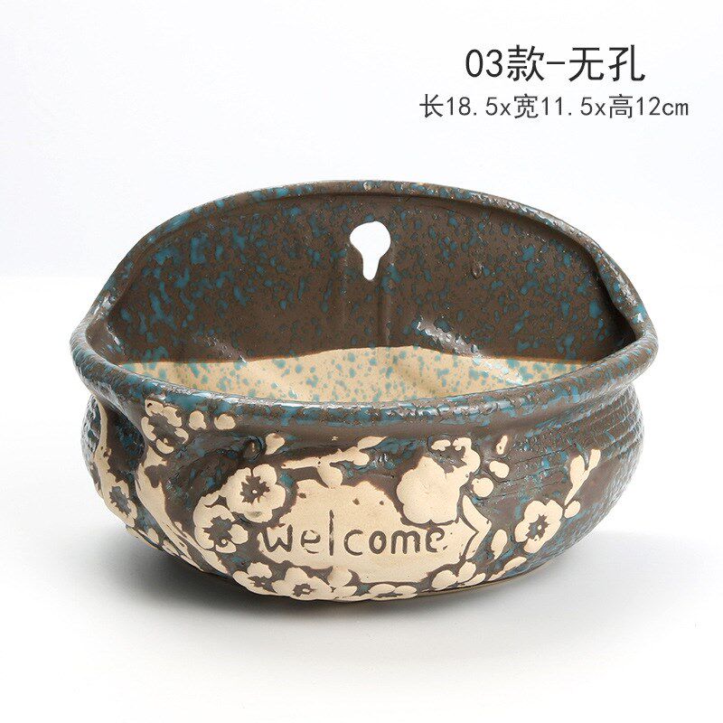 壁挂水培花器家居摆件茶桌绿萝花插花瓶陶瓷粗陶多肉植物花盆