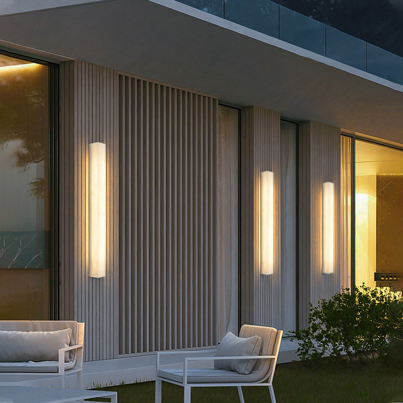 太阳能户外防水仿云石长条庭院A灯别墅户外大门口墙壁灯室外洗墙