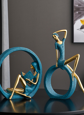 高档轻奢a人物摆件创意家居客厅电视酒柜玄关装饰品办公室桌面摆