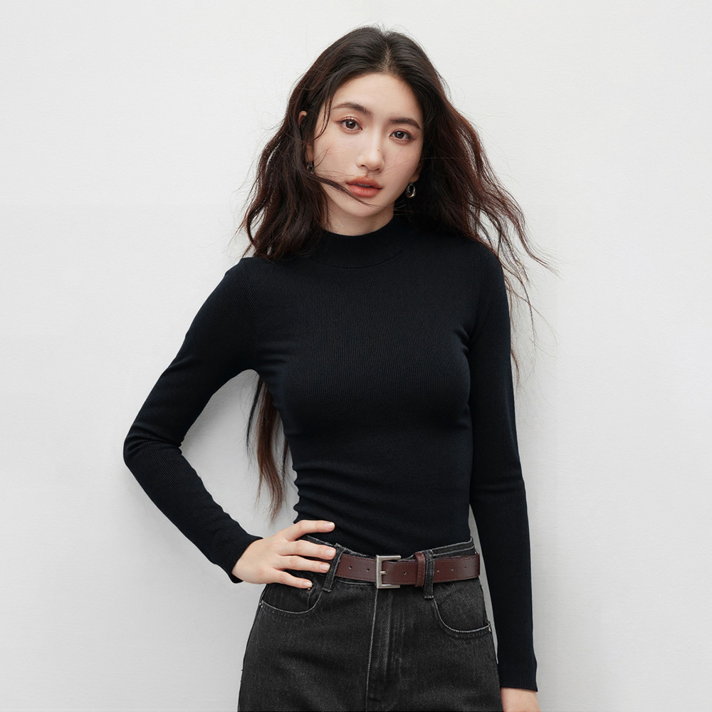 【小田】【百搭利器】基础款修身长袖针织毛衣打底衫M2509011