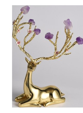 轻奢高档c纯铜鹿摆件家居客厅酒柜玄关新年装饰品乔迁新居礼品