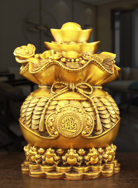 纯铜钱袋摆件聚宝盆存钱罐储蓄罐大号家居财N位装饰品摆设开业礼