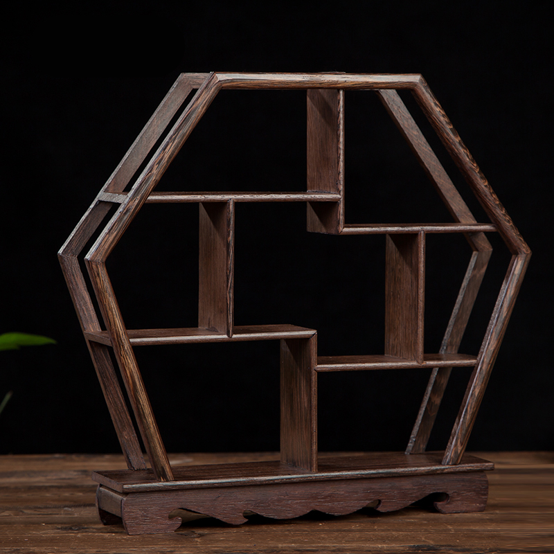 实木小博古架鸡翅木中式茶壶茶具杯架F子红木底座摆件置物架陈列