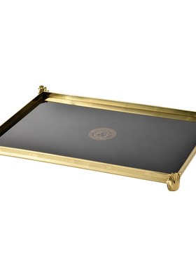 轻奢装饰品纯铜圆形托盘摆x件样板间客厅餐桌茶几收纳盘工艺品