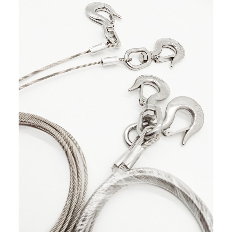 不锈钢弹簧扣加不锈钢吊钩加压制钢丝绳索具安全绳组合吊具