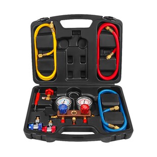 汽车空调冷媒加注加氟表快速接头R134A雪种开瓶器双压力表阀工具