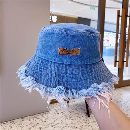 J 22885 Washed denim fisherman hat 水洗做旧牛仔渔夫帽