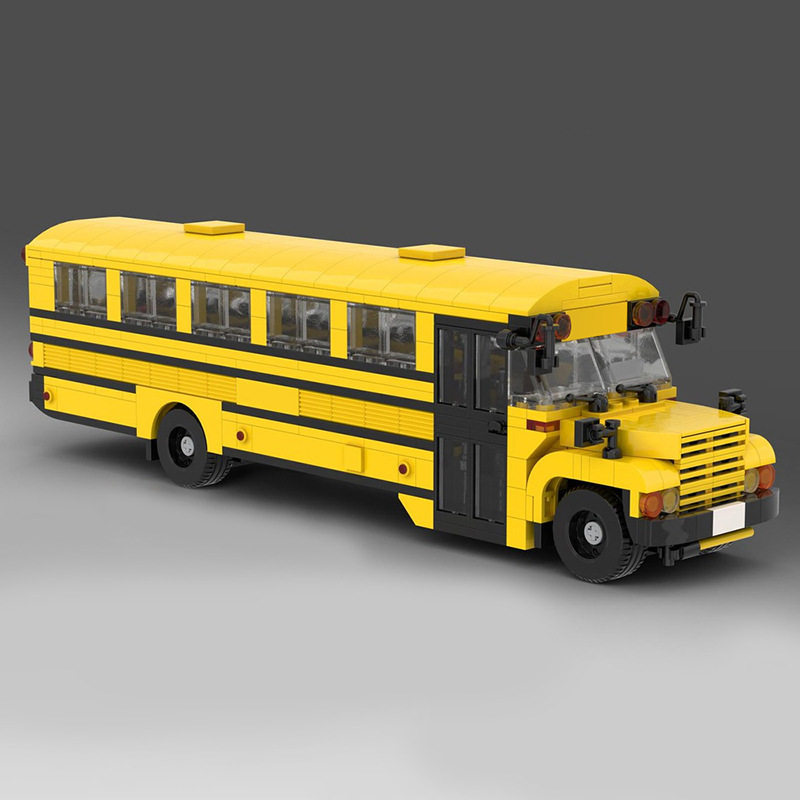 特勤车School Bus美国校车 儿童益智拼搭玩具积木套装