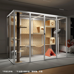 全景玻璃猫别墅猫屋家用猫笼子大型室内猫咪别墅猫柜豪华猫房定制