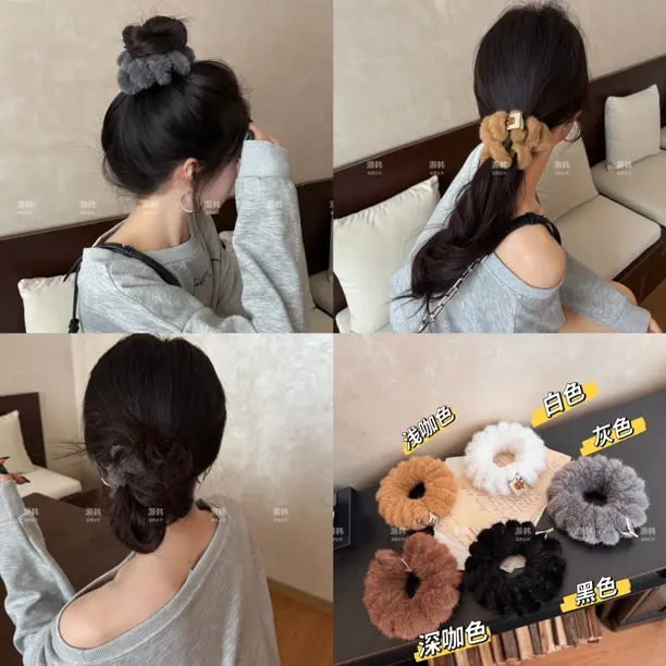 超大一个！毛毛电话线～不伤发弹力秋冬氛围大号毛绒电话线发圈cc