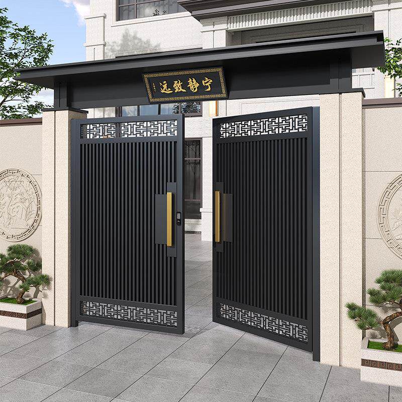 新中式庭院大门铝合金别墅大门推拉门铝艺院子大门农村自建房大门
