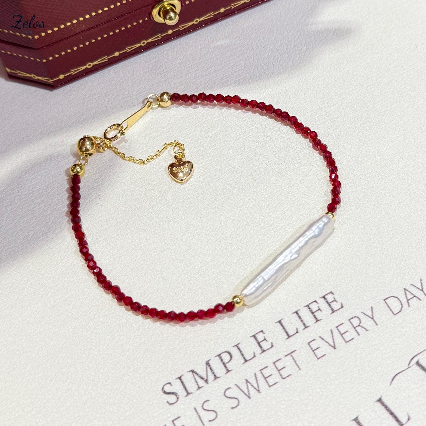 巴洛克珍珠红水晶手链女款