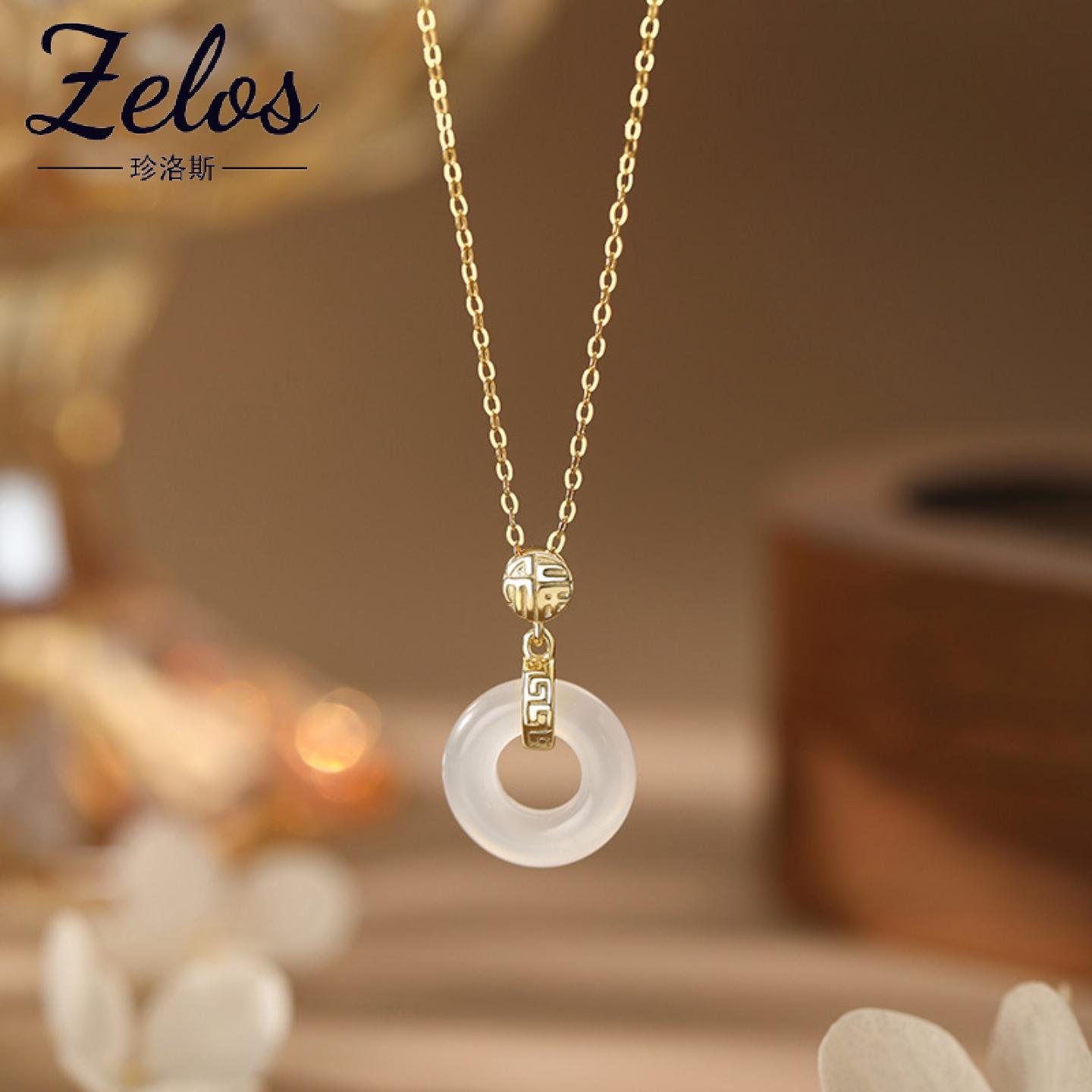 原创阿宝S999足银福牌福运平安扣项链吉祥如意中国风锁骨链女式