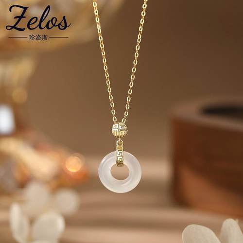 原创阿宝S999足银福牌福运平安扣项链吉祥如意中国风锁骨链女式