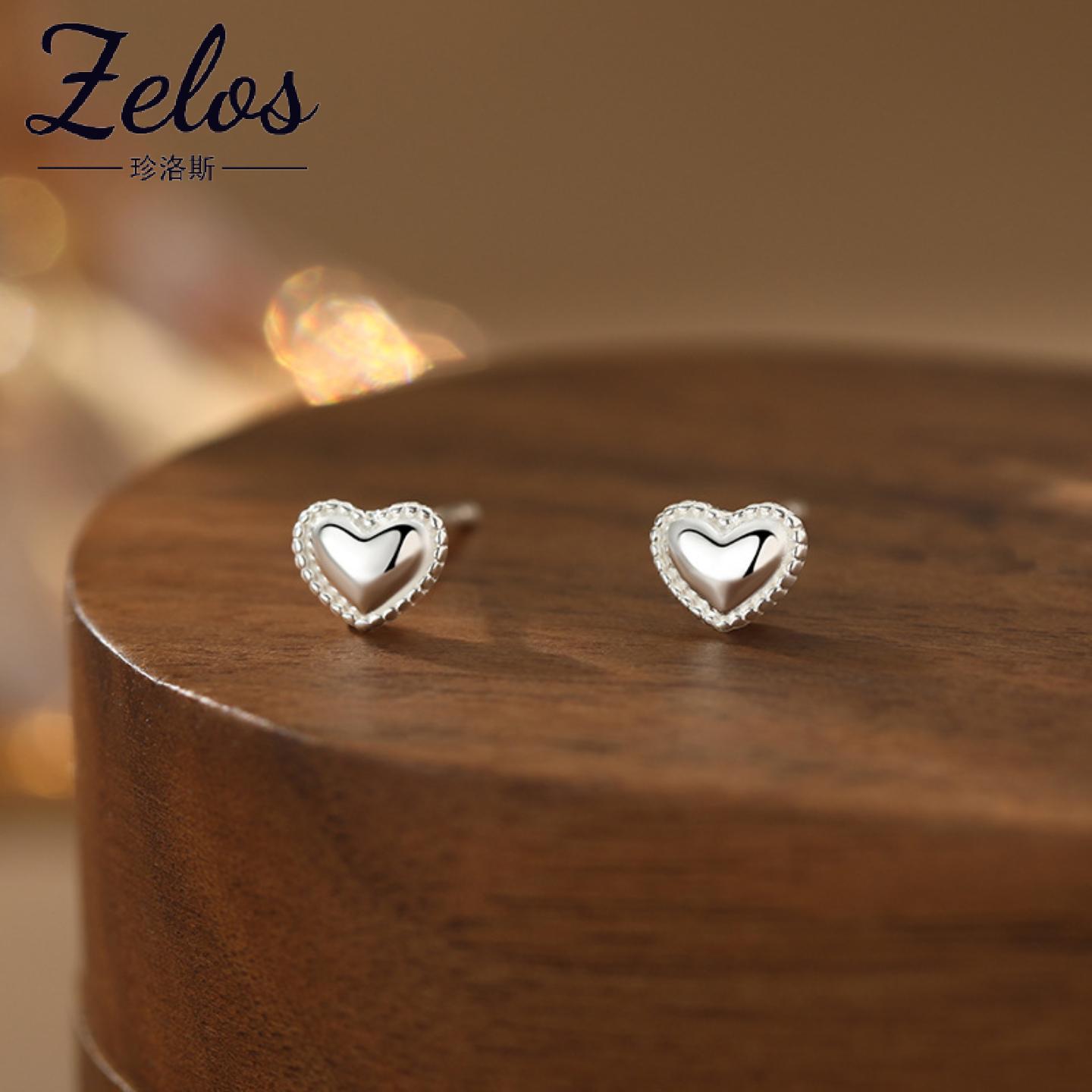 阿宝S999足银爱心耳钉设计感日常温柔淑女日韩风小巧精致耳饰
