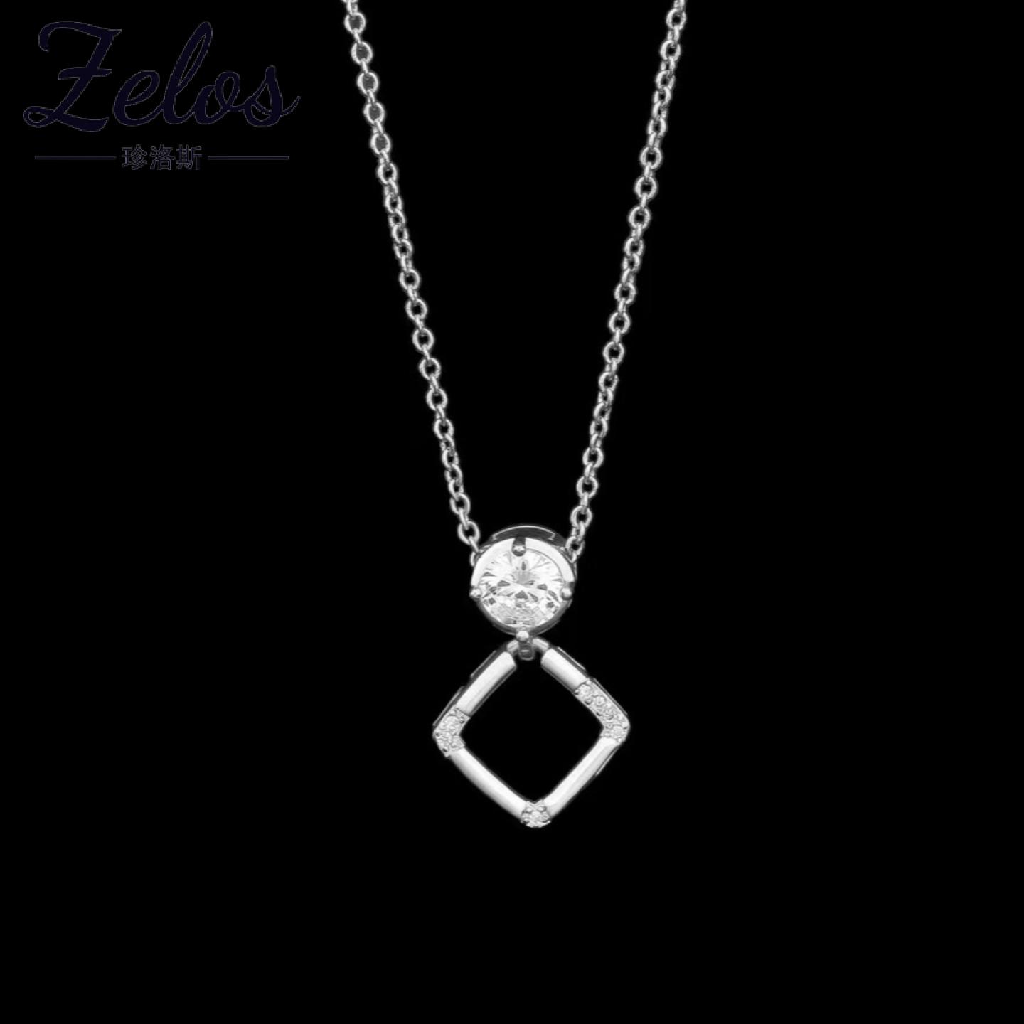 S925纯银菱形吊坠锁骨链