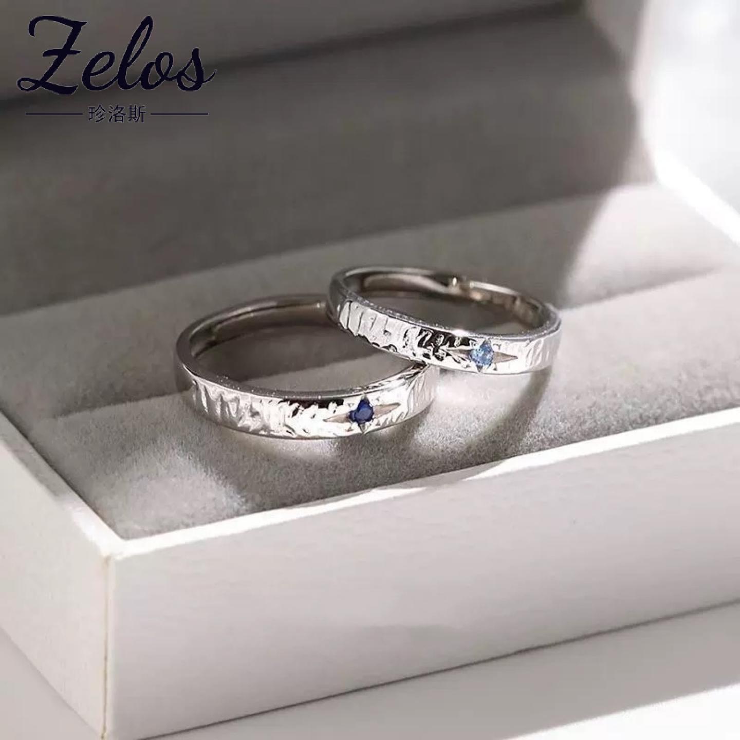 S999足银情侣戒指男女一对轻奢高级感星星指环纯银手饰情人节礼物