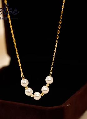 999纯银韩系珍珠锁骨链