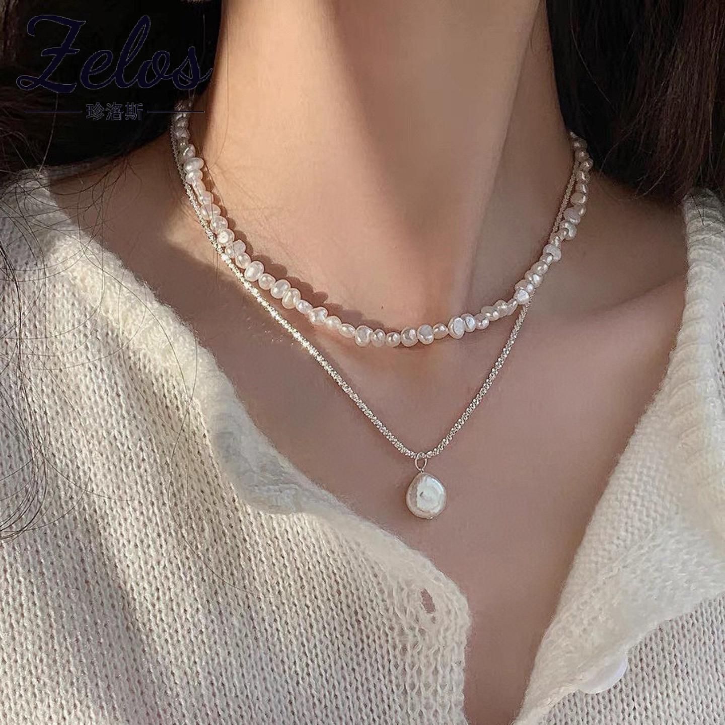 双层叠戴轻奢珍珠锁骨链