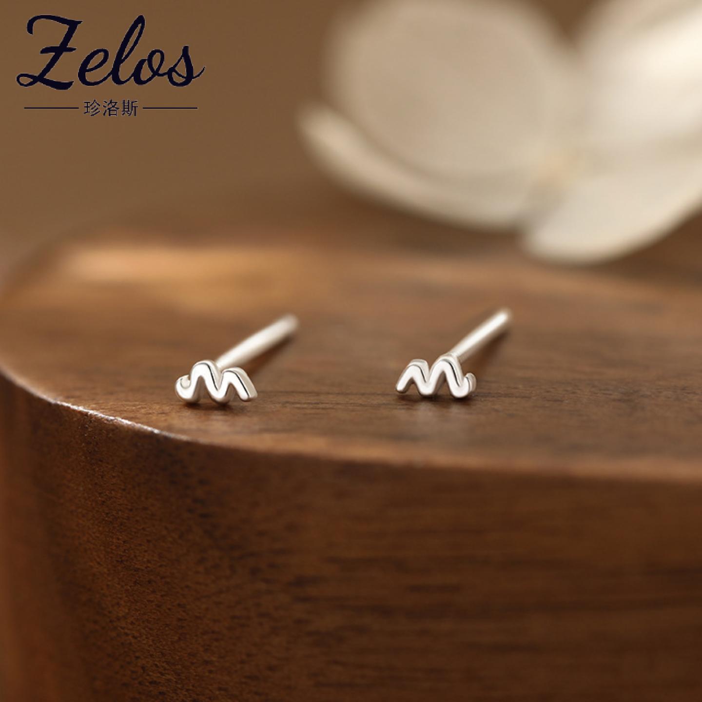 阿宝S999足银线条耳钉简约风优雅温柔精致小巧清新可爱耳饰