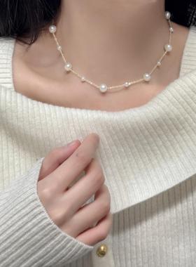 天然淡水珍珠满天星锁骨链