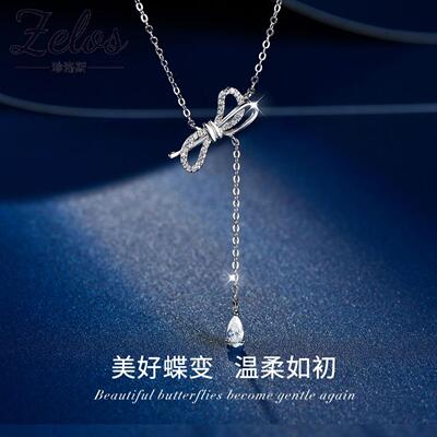 S925纯银蝴蝶结轻奢锁骨链