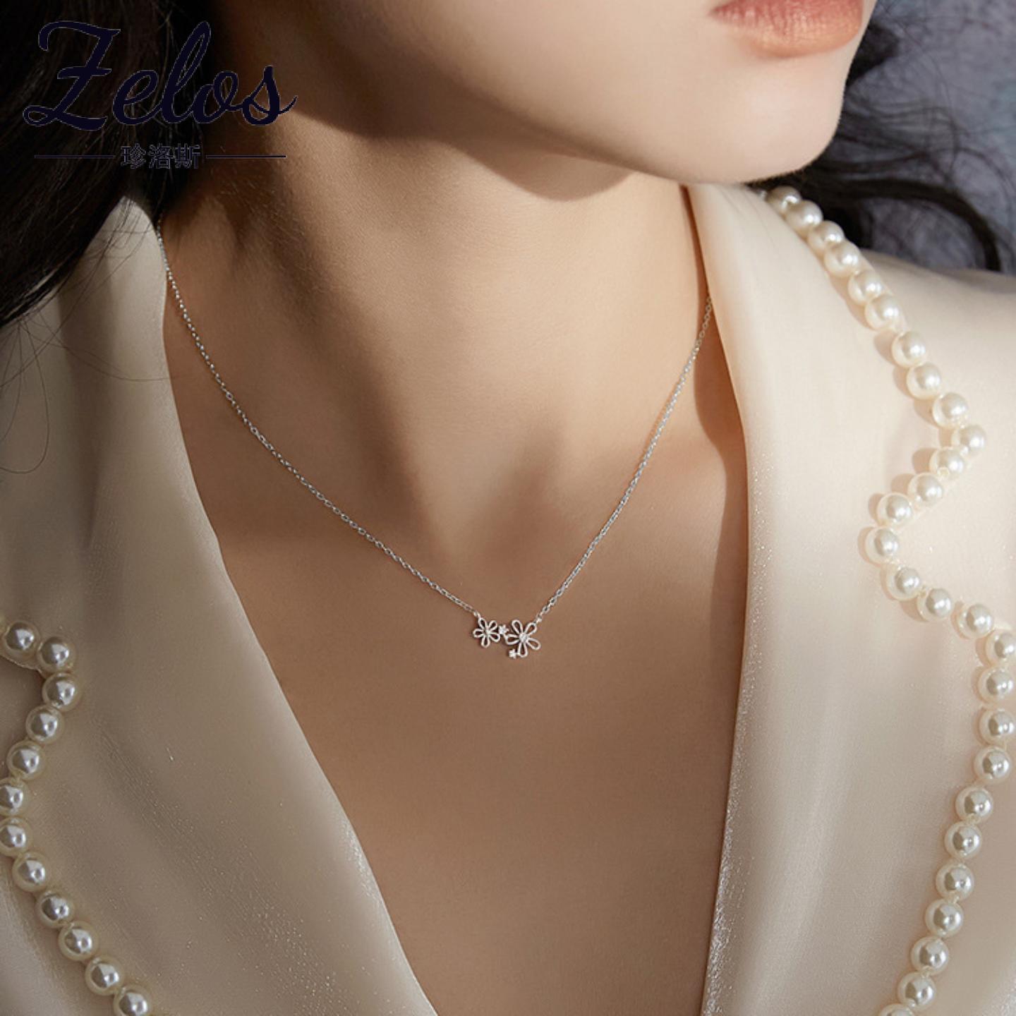 S999足银小花轻奢锁骨链