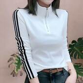 纯棉长袖 百搭休闲新款 女士拉领爆款 立秋上衣时尚 立领外穿 韩版 秋季