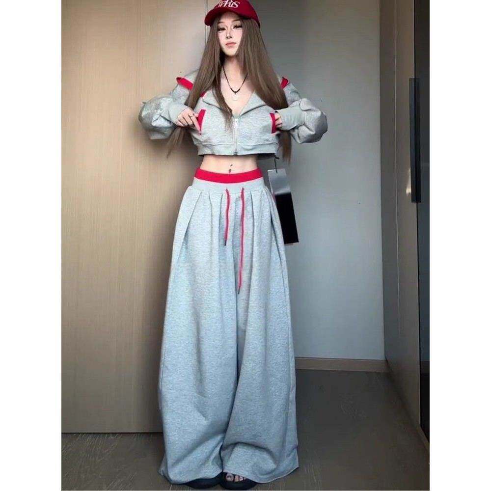 运动套装女春秋学生韩版宽松显瘦时尚网红美式炸街卫衣休闲两件套