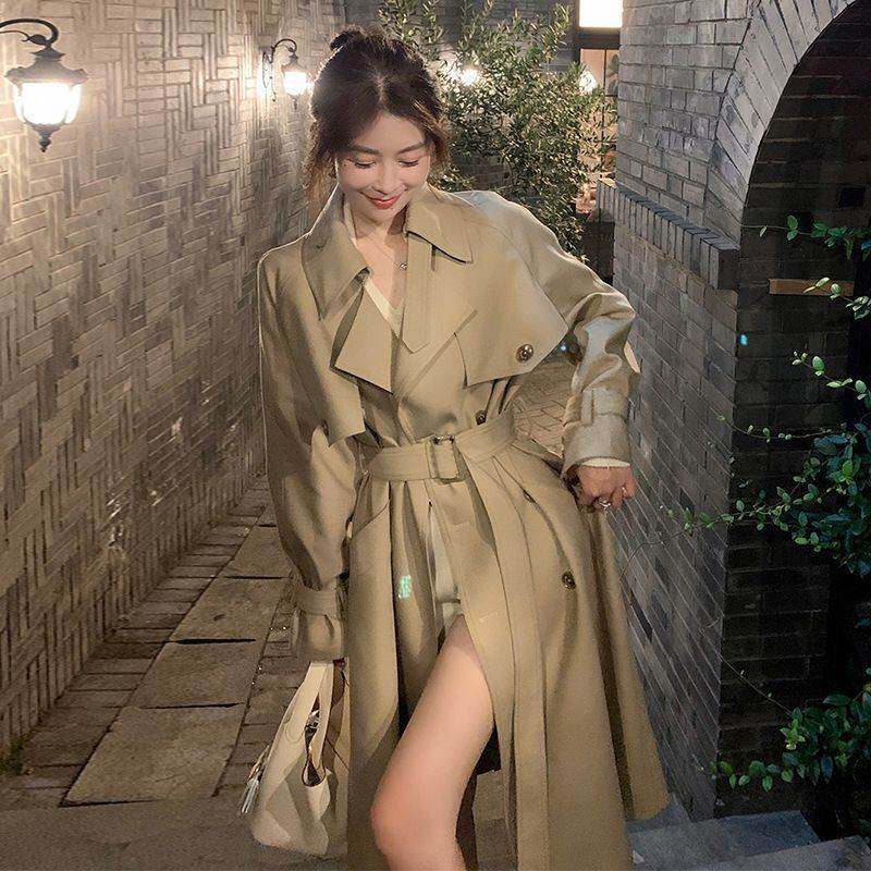 高级风衣外套中长款春春夏款小个子英伦侦探服装英伦风裸色风衣